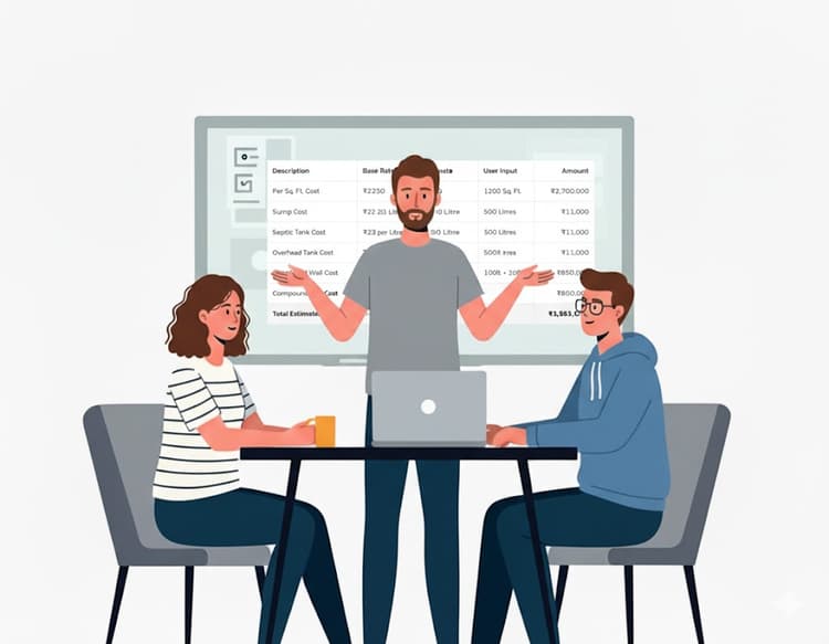 Construction workers executing building plans on site