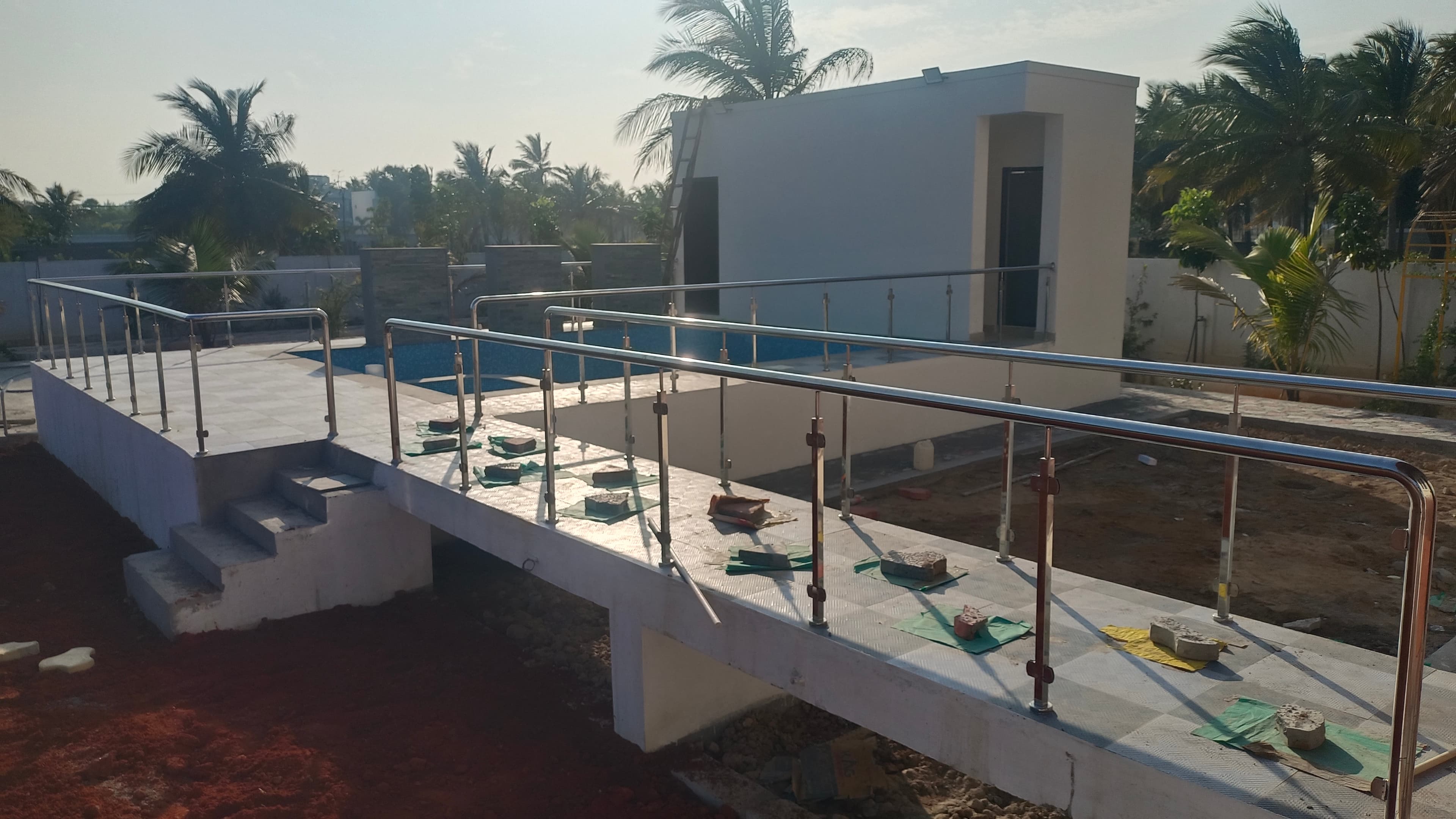Side View of Swimming Pool Pathway