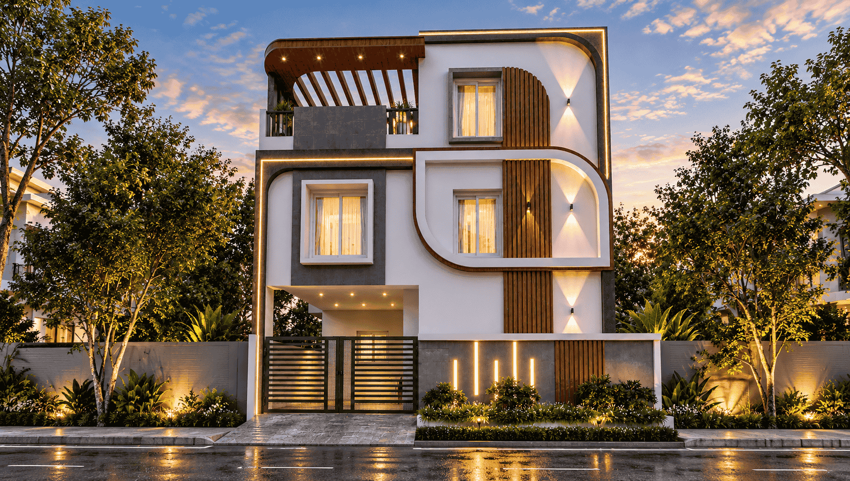 Modern G+2 Home – Semmenchery