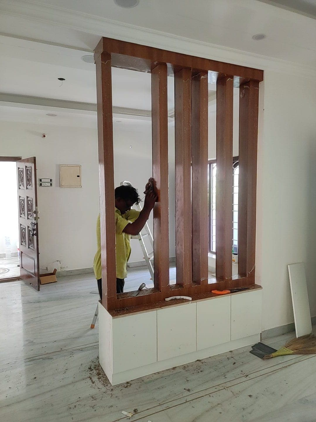 Wooden partition work in progress.jpg
